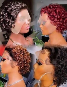 Pixie Cut Curly T Frontal Wig